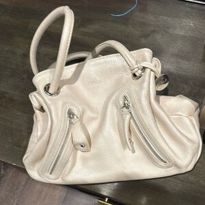 Furla Cream Leather Shoulder Bag
